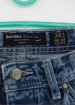 Джинсы голубые синие прямые slimfit bershka5 фото