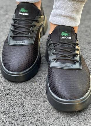 Чоловічі текстильні чорні кросівки lacoste 🆕 кросівки лакоста6 фото