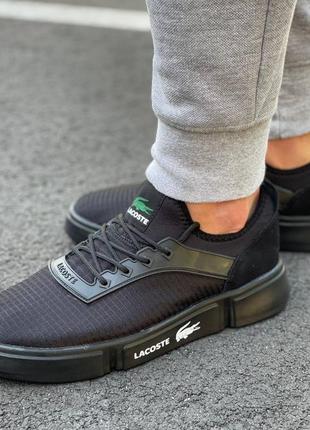 Чоловічі текстильні чорні кросівки lacoste 🆕 кросівки лакоста7 фото