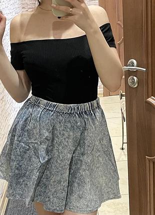 Спідниця сонце кльош джинсова міні пишна