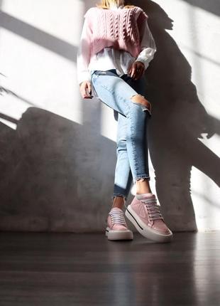 Macro re-nylon brushed leather sneakers pink низькі снікери жіночі рожеві
