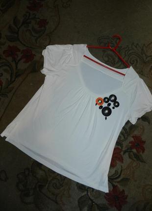 Натуральная,трикотажная-стрейч,блузка-футболка с кожаным декором,бохо,большого размера4 фото
