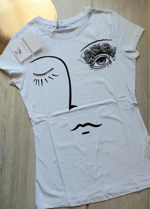 Футболка задекорирована бусами, апликациями italy,monte cervino 🇮🇹