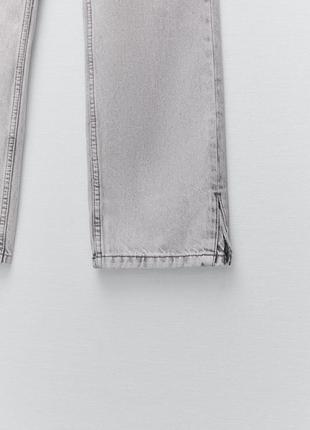 Светло серые прямые джинсы с высокой посадкой zara - 383 фото