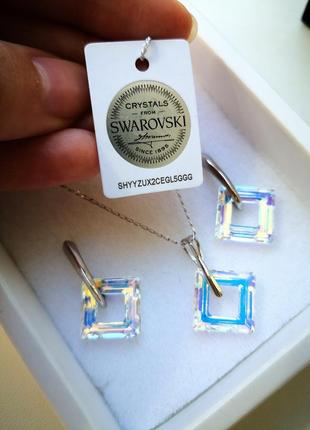 Срібний комплект swarovski чехія