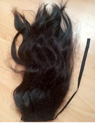 Довге волосся хвіст на гребінці зі стрічками перука2 фото