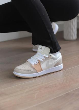 Жіночі шкіряні бежеві кросівки nike air jordan 1 low milan🆕 найк джордан6 фото