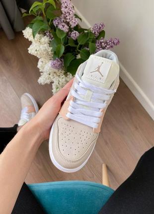 Жіночі шкіряні бежеві кросівки nike air jordan 1 low milan🆕 найк джордан2 фото