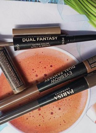 Карандаш и гель для бровей parisa eyebrow dual fantasy 2 в 1 ed-01. 1 и 3 тон.