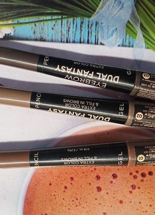 Карандаш и гель для бровей parisa eyebrow dual fantasy 2 в 1 ed-01. 1 и 3 тон.