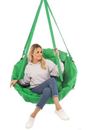 Качеля зеленая нагрузка 200 кг подвесное кресло качель зеленое1 фото