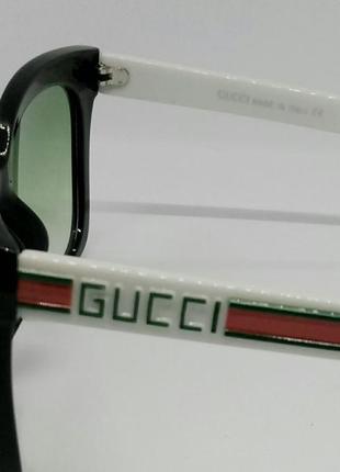 Gucci жіночі сонцезахисні окуляри лінзи зелені дужки білі4 фото