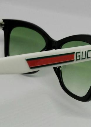 Gucci жіночі сонцезахисні окуляри лінзи зелені дужки білі8 фото