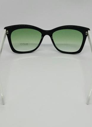 Gucci жіночі сонцезахисні окуляри лінзи зелені дужки білі5 фото