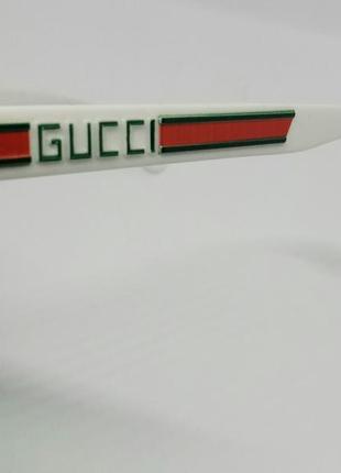 Gucci жіночі сонцезахисні окуляри лінзи зелені дужки білі10 фото