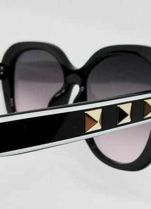 Valentino модні жіночі сонцезахисні окуляри чорні лінзи сіро рожевий градієнт7 фото
