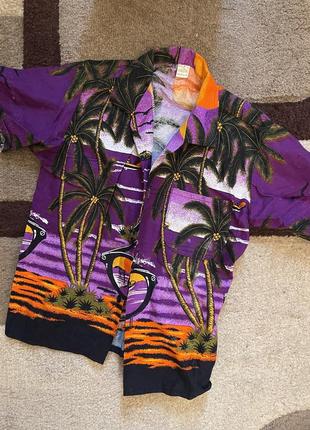 Гавайка,гавайка на мальчика,летняя рубашка,гавайка с пальмами1 фото