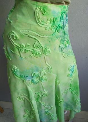 Sale!!! юбка шифоновая из клиньев, фисташковый цвет.1 фото