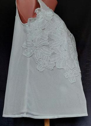 Белая блуза-майка без рукава сетка signature edition(размер 14)2 фото
