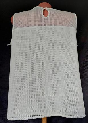 Белая блуза-майка без рукава сетка signature edition(размер 14)9 фото
