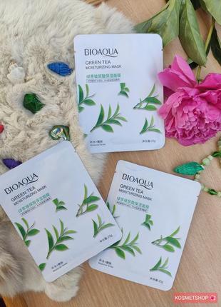 Тканинна маска для обличчя bioaqua green tea moisturizing
mask із екстрактом зеленого чаю 25 г1 фото