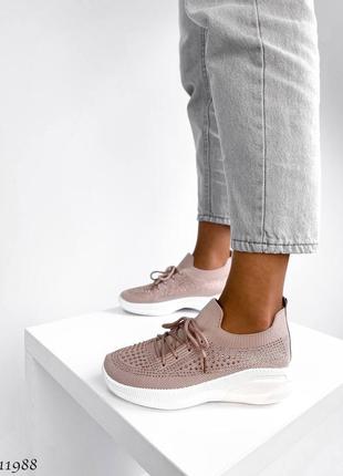 Кросівки-кеди текстильні на шнурках сітка з каменями, стразами