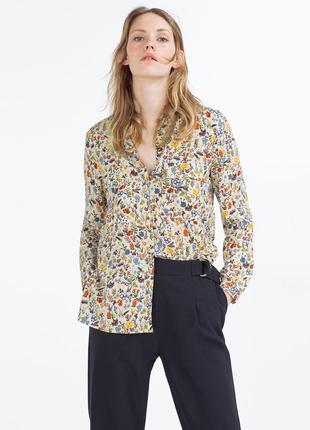 Белая блузка в цветы zara вискоза