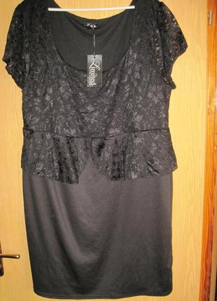 .новое черное суперстрейч. платье с кружевом "yours" р.60