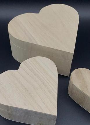 Шкатулка сердце заготовка из дерева для декупажа и творчества 165х150х75 мм