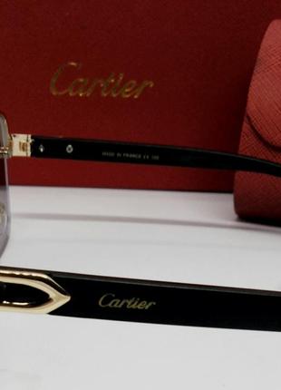 Мужские в стиле cartier солнцезащитные очки линзы серые в золотой металлической оправе4 фото