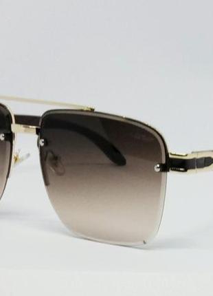 Cartier мужские солнцезащитные очки коричневый градиент в золотой металлической оправе1 фото
