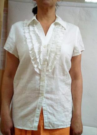 Лляна блуза з рюшами4 фото