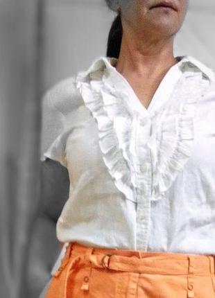 Лляна блуза з рюшами3 фото