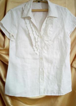 Лляна блуза з рюшами5 фото