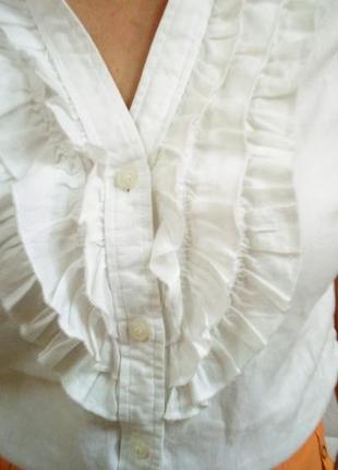 Лляна блуза з рюшами2 фото