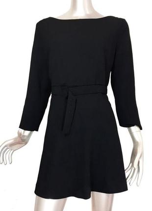 Новое платье zara с поясом черное офисное приталенное длинным рукавом минимализм