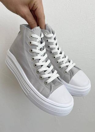 Converse all star move gray новинка жіночі трендові сірі кеді конверс на високій підошві жіночі сірі кеди конверси на високій платформі тренд