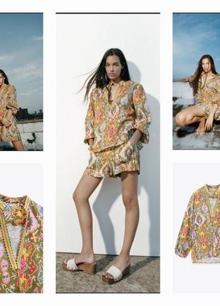 Стильна трендова сорочка від zara. в етно стилі. відмінний склад і якість.