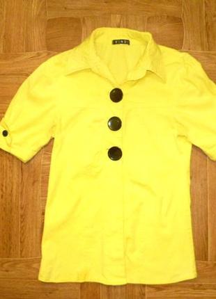 Натуральна яскрава літня блузка vindi жовта,короткий рукав5 фото