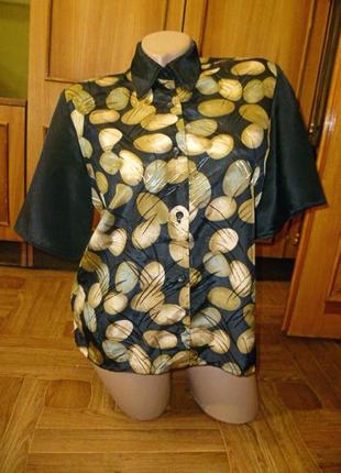 Красивая шелковая летняя блузка с коротким рукавом,винтаж