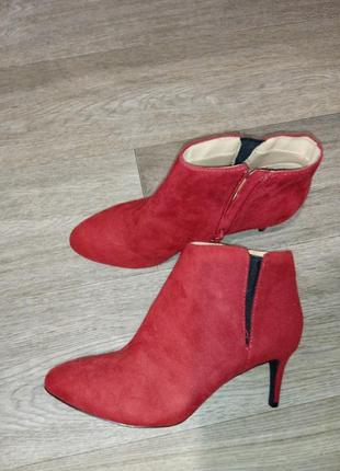 Червоні замшеві ботильйони / жіночі черевики / жіночі туфлі