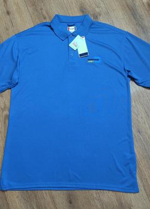 Батал! брендовая сетчатая футболка-поло clique синего цвета, р. 60-62. замеры на фото1 фото