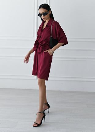 Костюм жіночий літній "кагіпа" шовк армані бордовий, домашній костюм, костюм прогулянковий