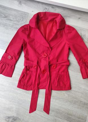 Куртка пиджак жакет хлопок размер xs красный4 фото