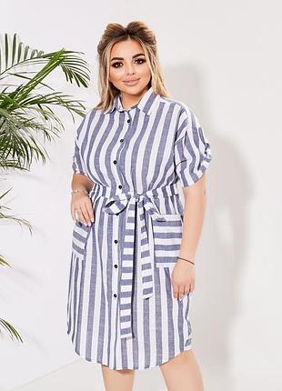 Сукня-сорочка з легкого натурального льону