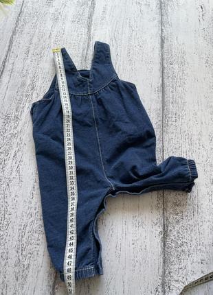 Крутой джинсовый трикотажный полукомбинезон с вышивкой george 0-3мес6 фото