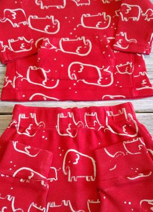 Трикотажний червоний костюм комплект набір george слоники на дитину 0-3місяці р. 50-624 фото