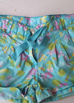 Шорти dopo girls, 110 см, 4-5 років, зелені, квіти, салатові, легкі