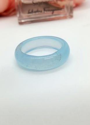 🐳💙 красивое кольцо р. 17, 17,5 и 18 цельный натуральный камень голубой агат3 фото