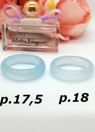 🐳💙 красивое кольцо р. 17, 17,5 и 18 цельный натуральный камень голубой агат5 фото